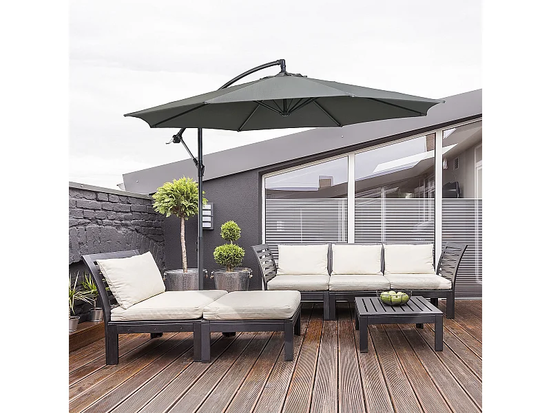 Ombrellone da esterni con manovella 3x2.5 m grigio