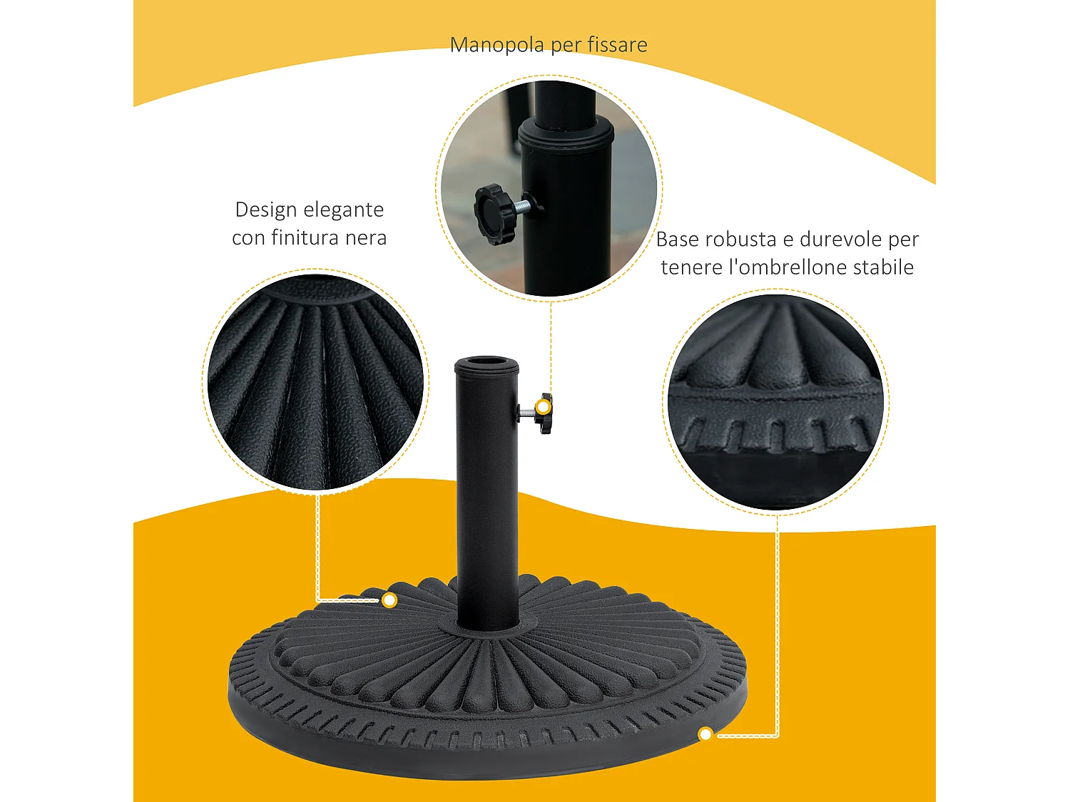 Base ombrellone in HDPE da 14kg per pali da ø35-38-48mm