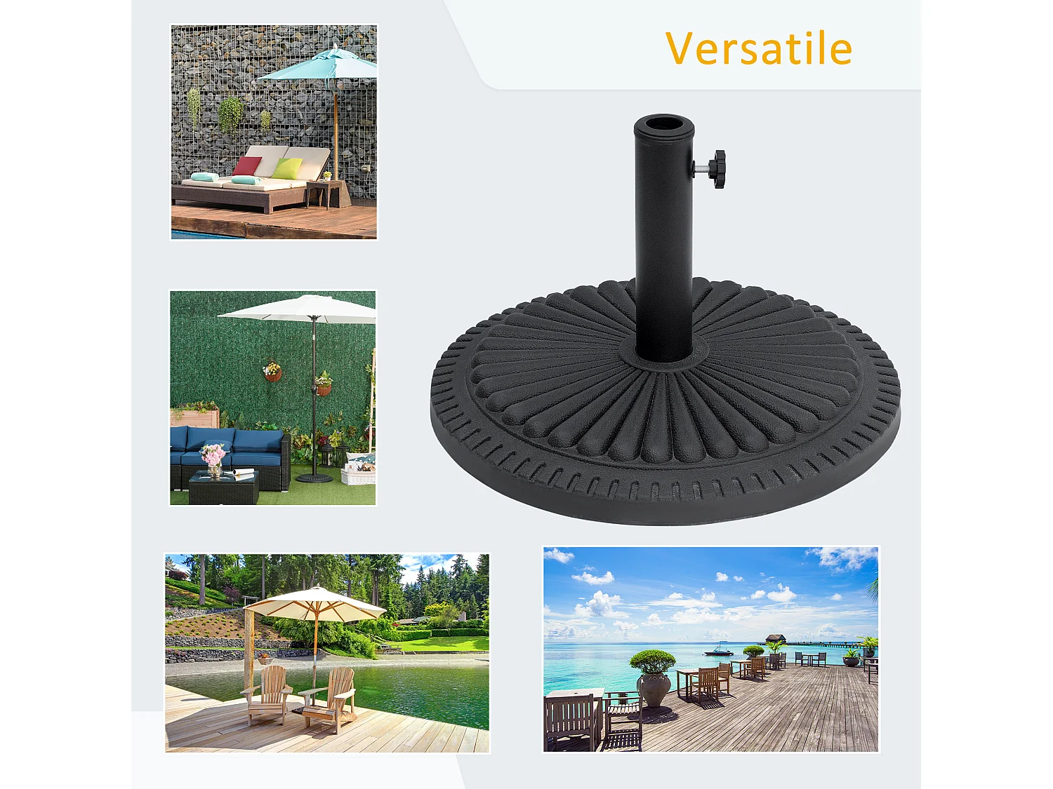 Base ombrellone in HDPE da 14kg per pali da ø35-38-48mm