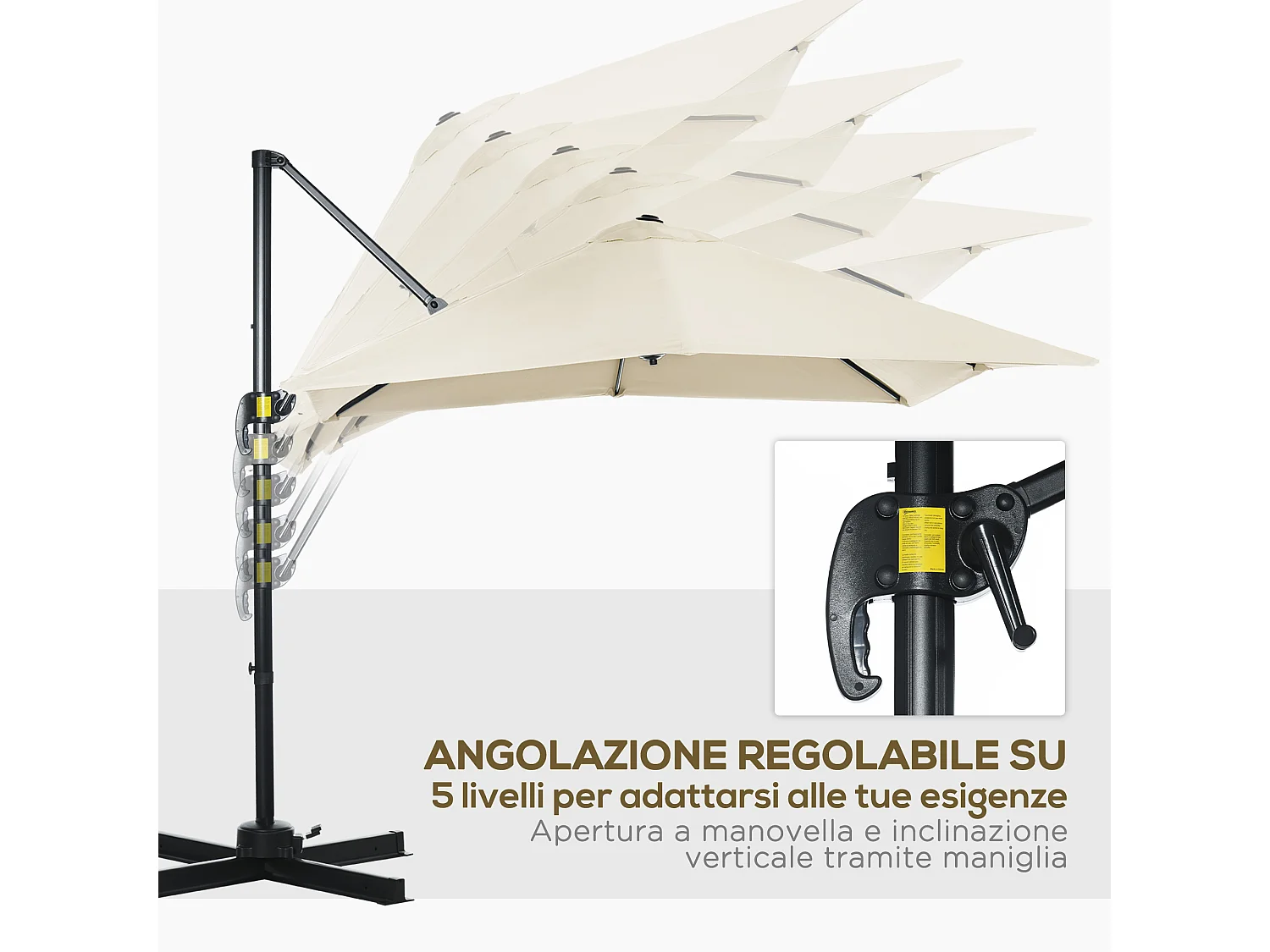 Ombrellone da giardino inclinabile e girevole a 360°