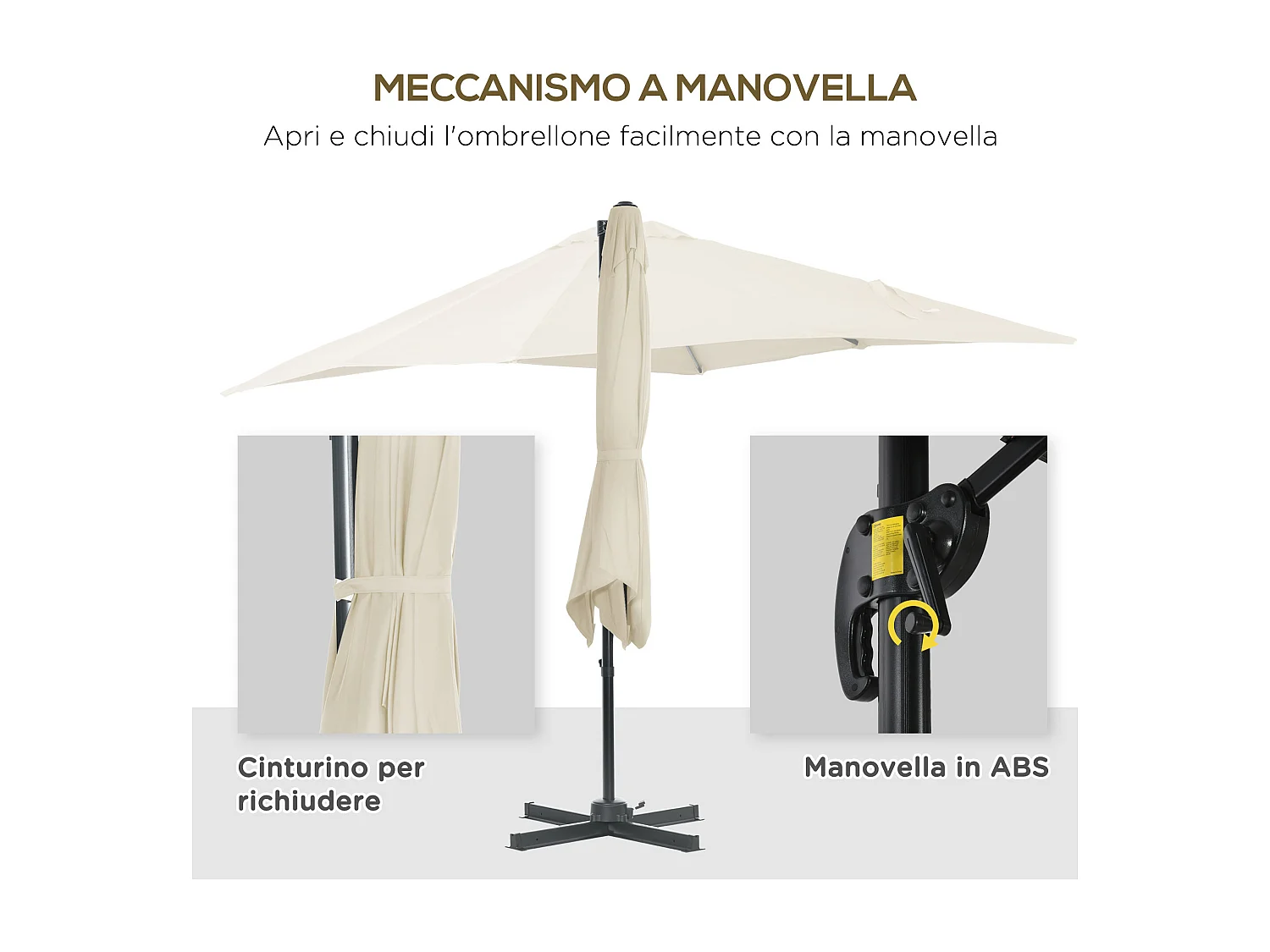 Ombrellone da giardino inclinabile e girevole a 360°