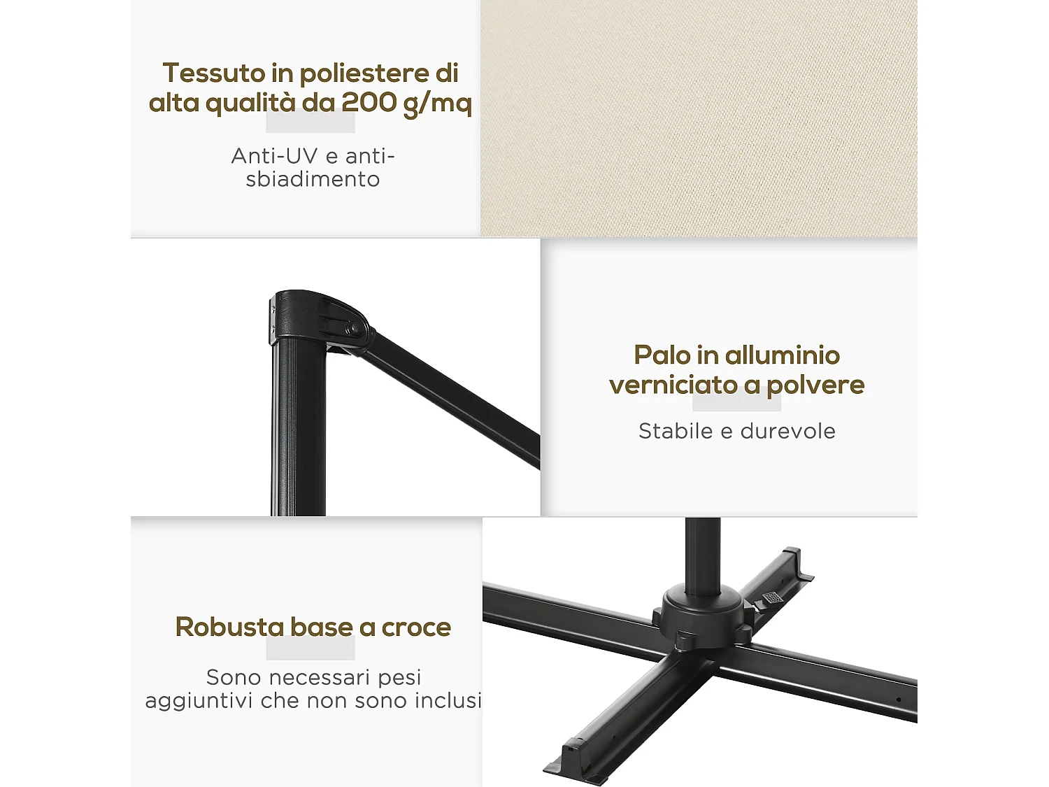 Ombrellone da giardino inclinabile e girevole a 360°