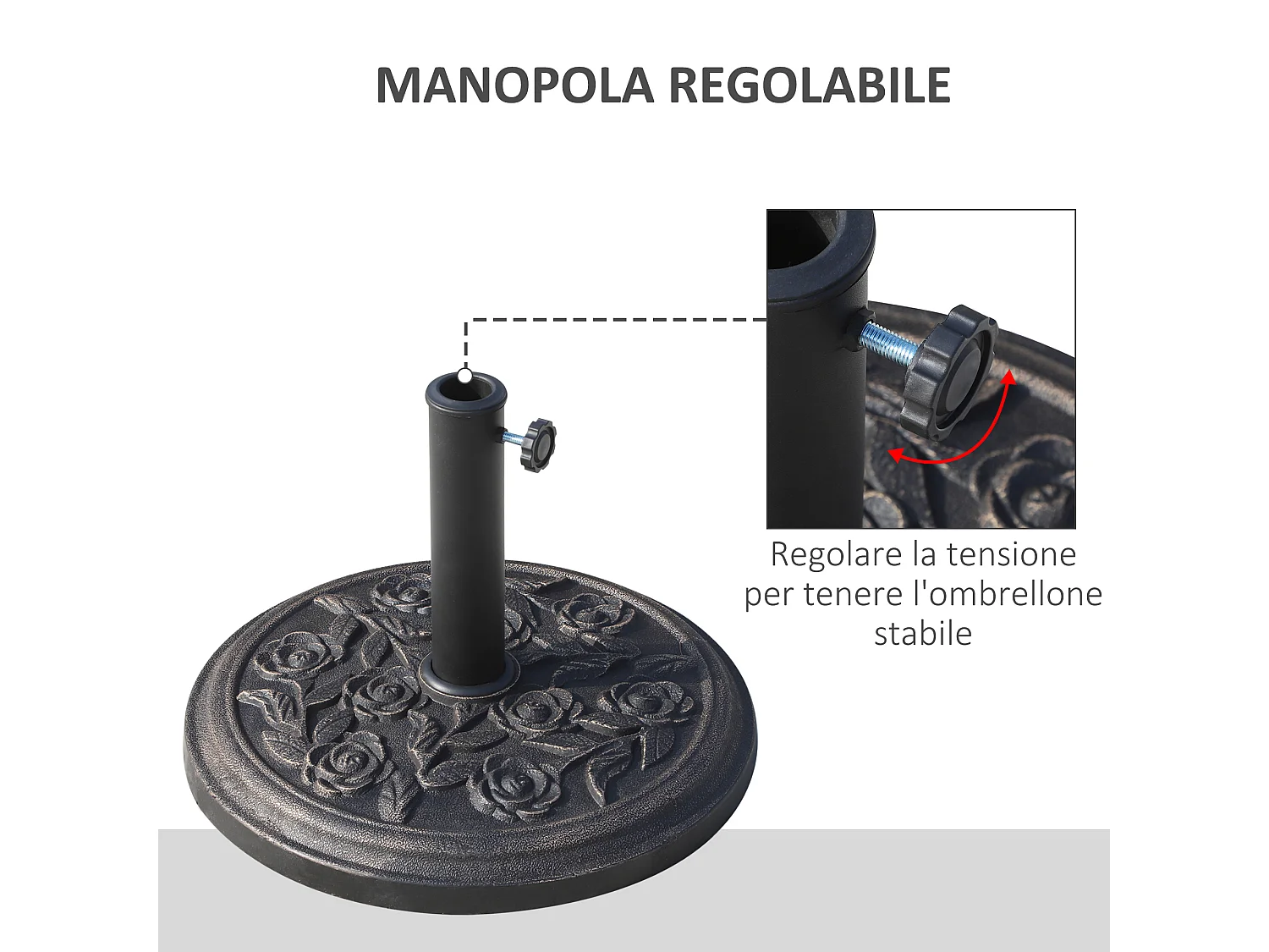 Base per ombrellone 9kg in resina con finiture bronzo