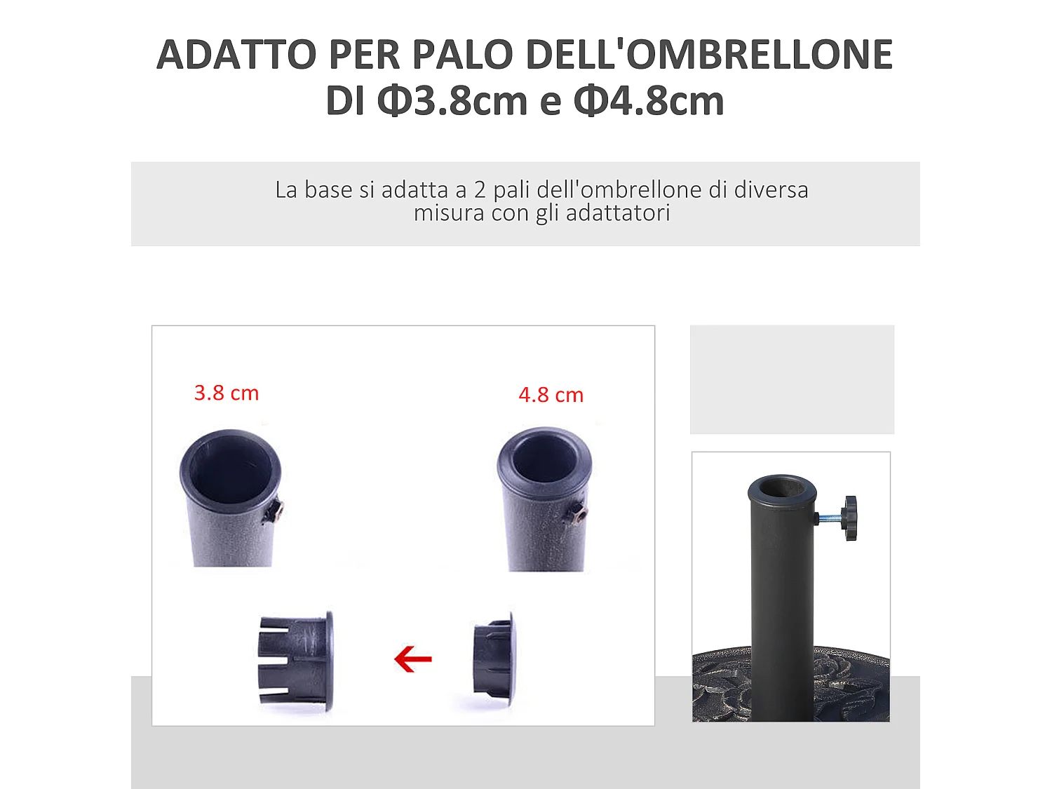 Base per ombrellone 9kg in resina con finiture bronzo