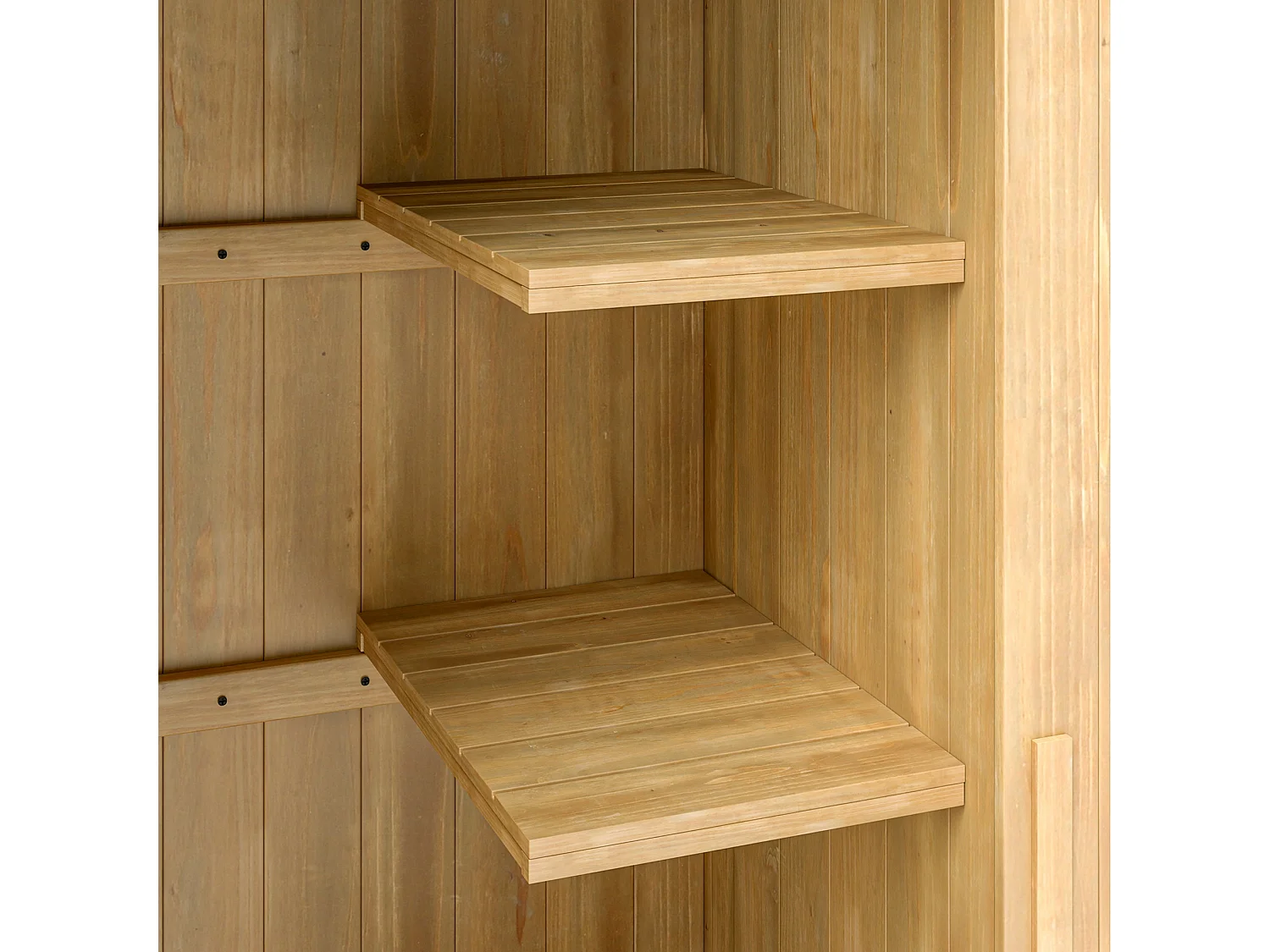 Casetta da giardino porta attrezzi con porte e mensole in legno