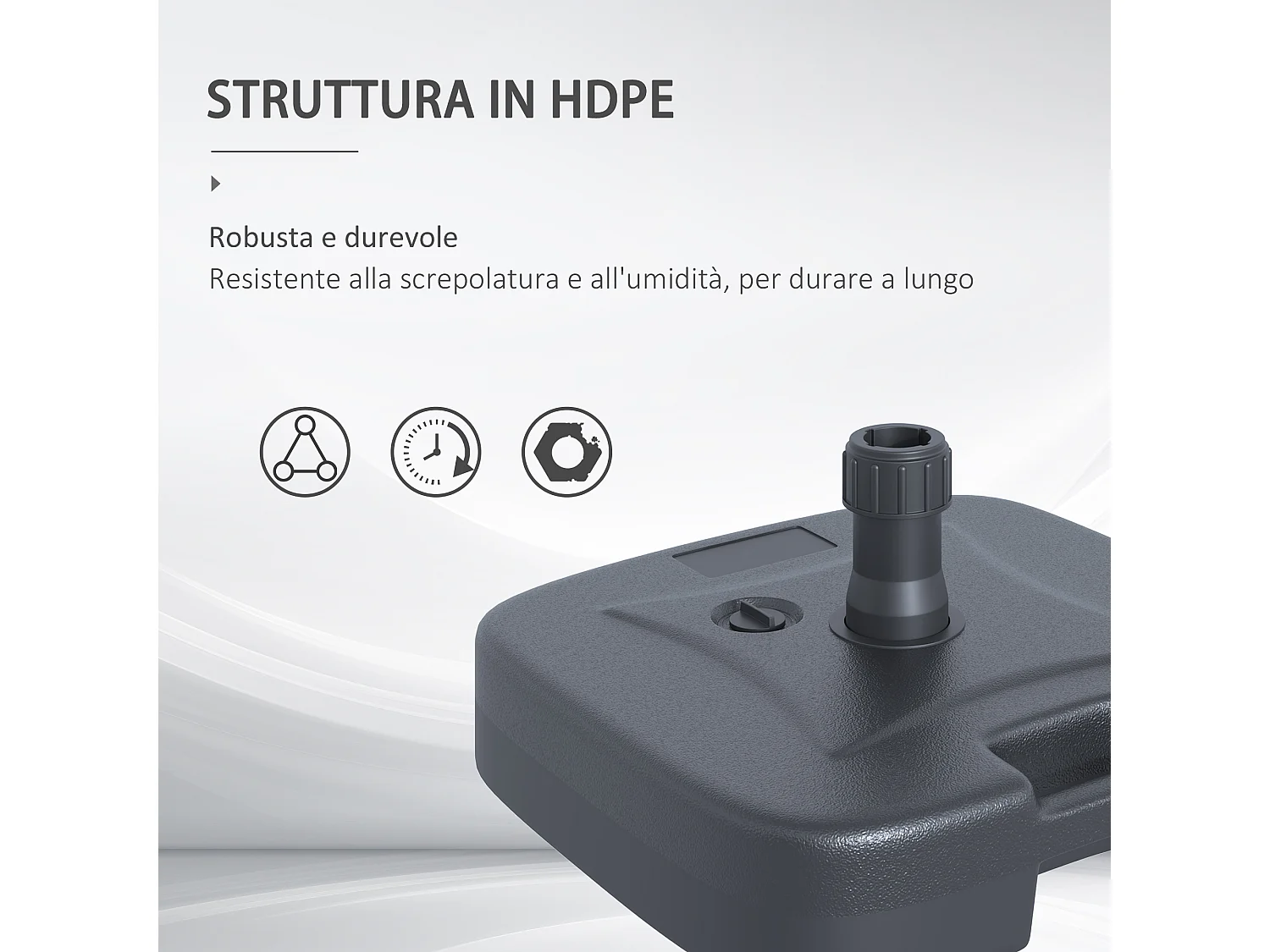 Base per Ombrellone da Giardino in HDPE  Basamento per Ombrellone con Maniglia