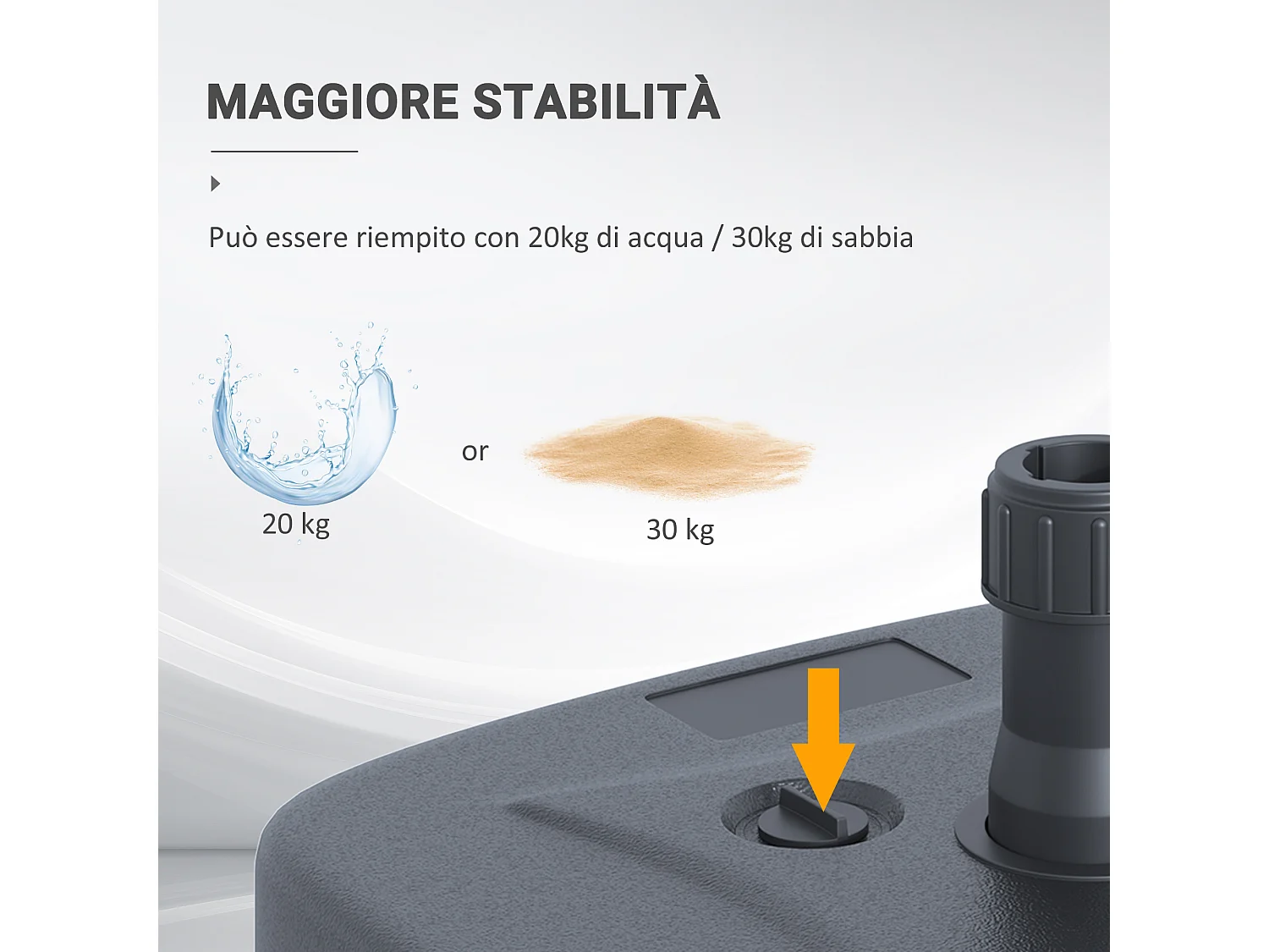 Base per Ombrellone da Giardino in HDPE  Basamento per Ombrellone con Maniglia