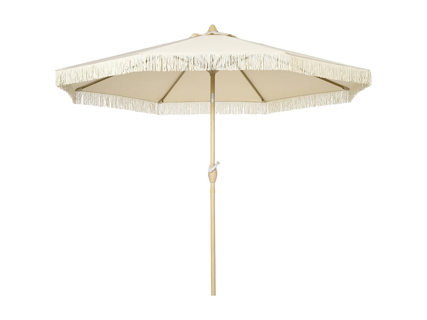 Ombrellone da giardino boho con apertura a manovella crema