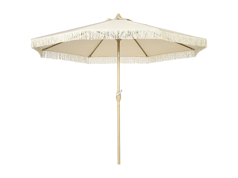 Ombrellone da giardino boho con apertura a manovella crema