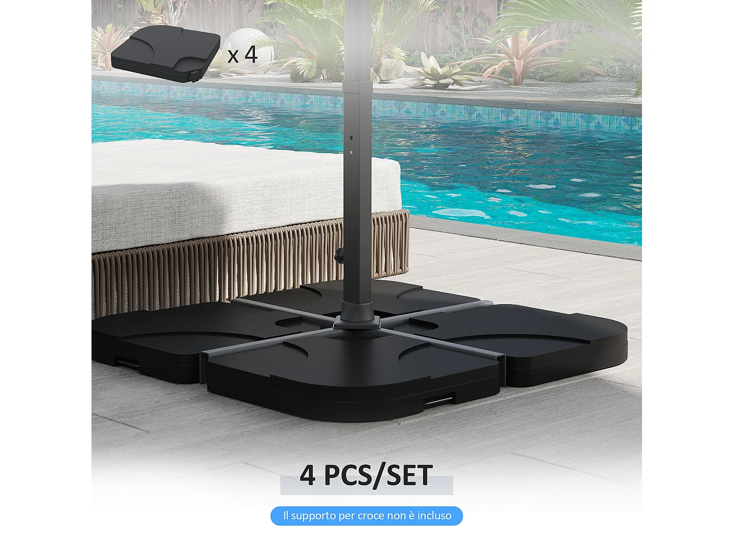 Set 4pz Base per Ombrellone da Giardino