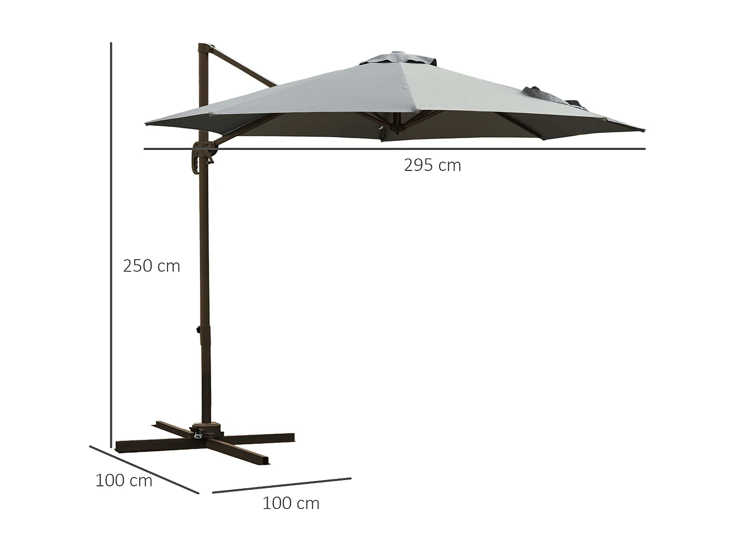 Ombrellone da giardino con angolazione regolabile grigio