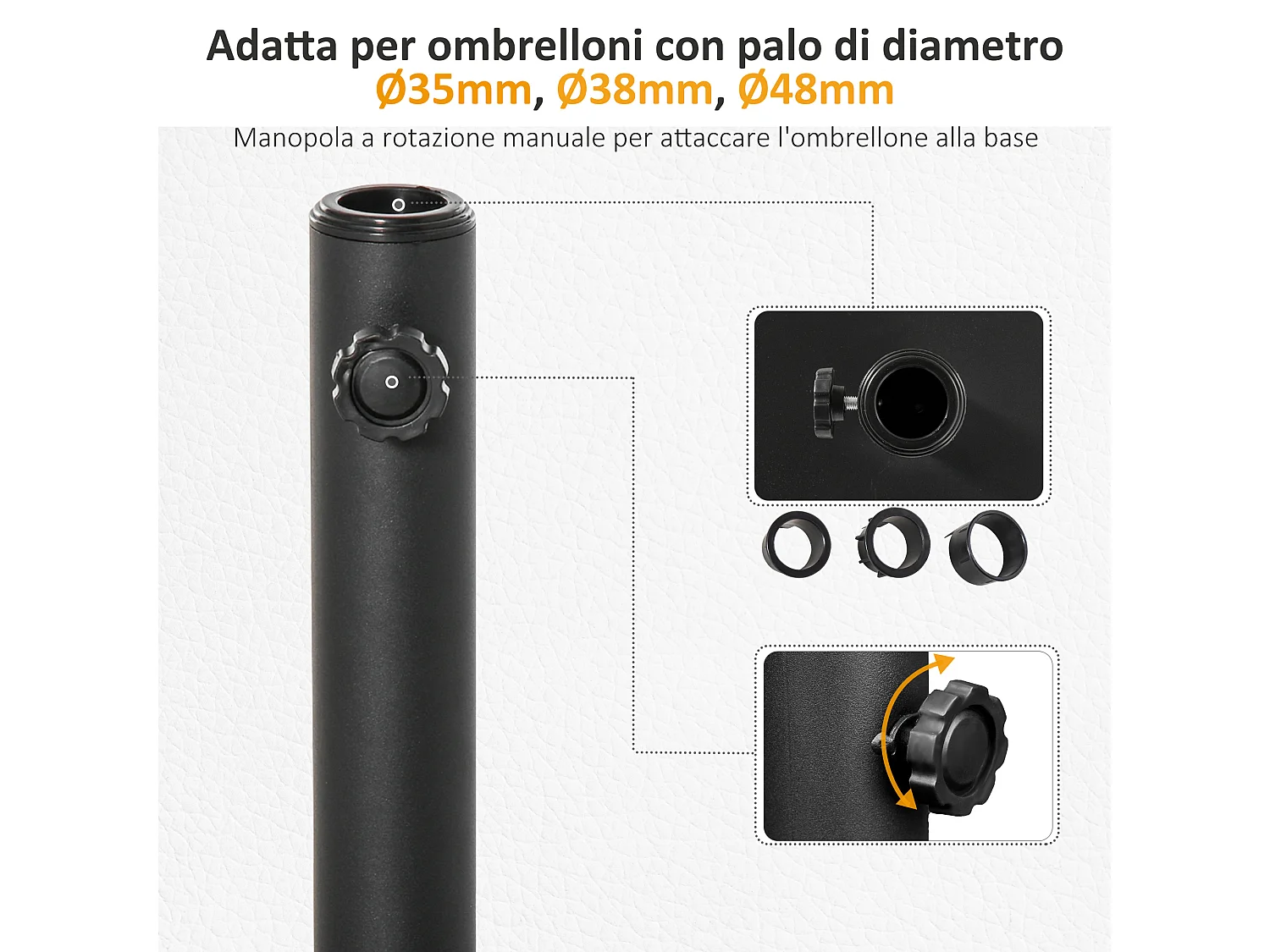 Base per ombrellone da giardino da 13kg in cemento nero