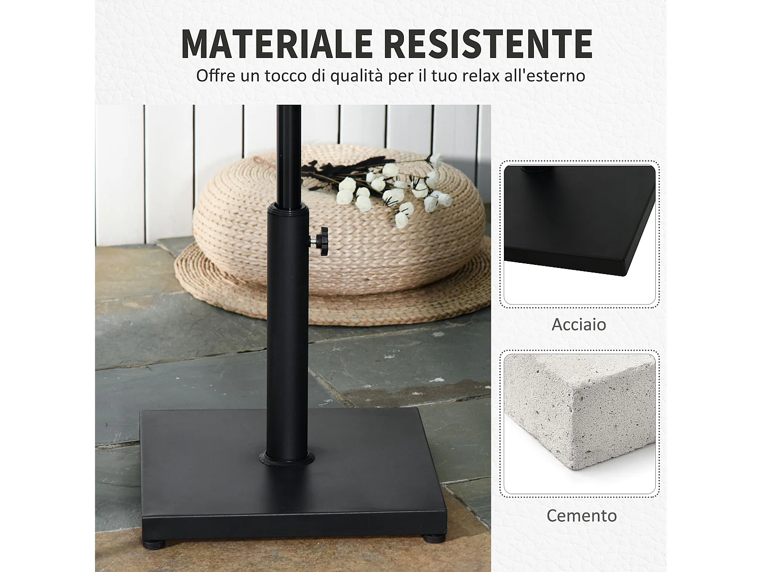 Base per ombrellone da giardino da 13kg in cemento nero