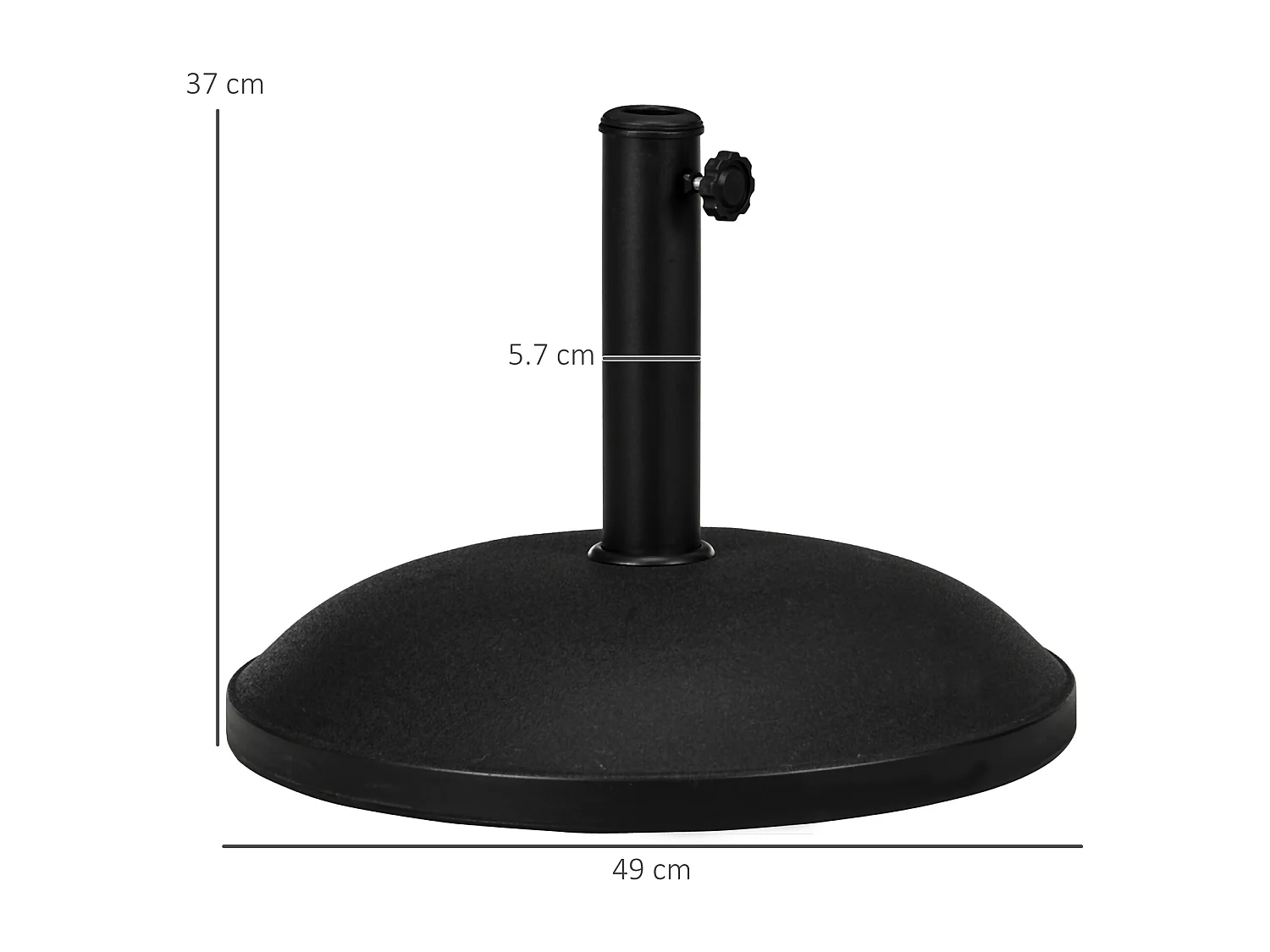 Base per ombrellone da giardino con palo di ø35 38 48mm nera