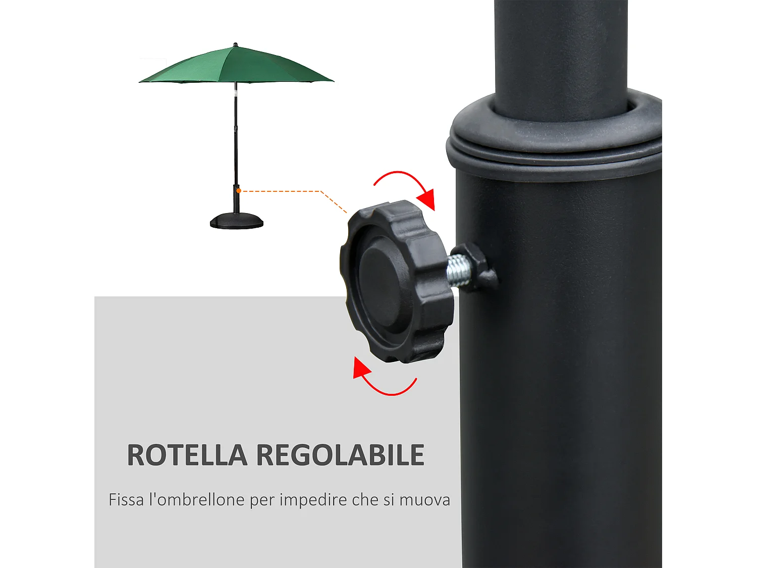 Base per ombrellone da giardino con palo di ø35 38 48mm nera