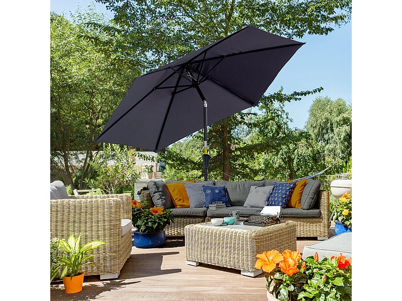 Ombrellone da giardino con apertura a manovella 2.6x2.4m