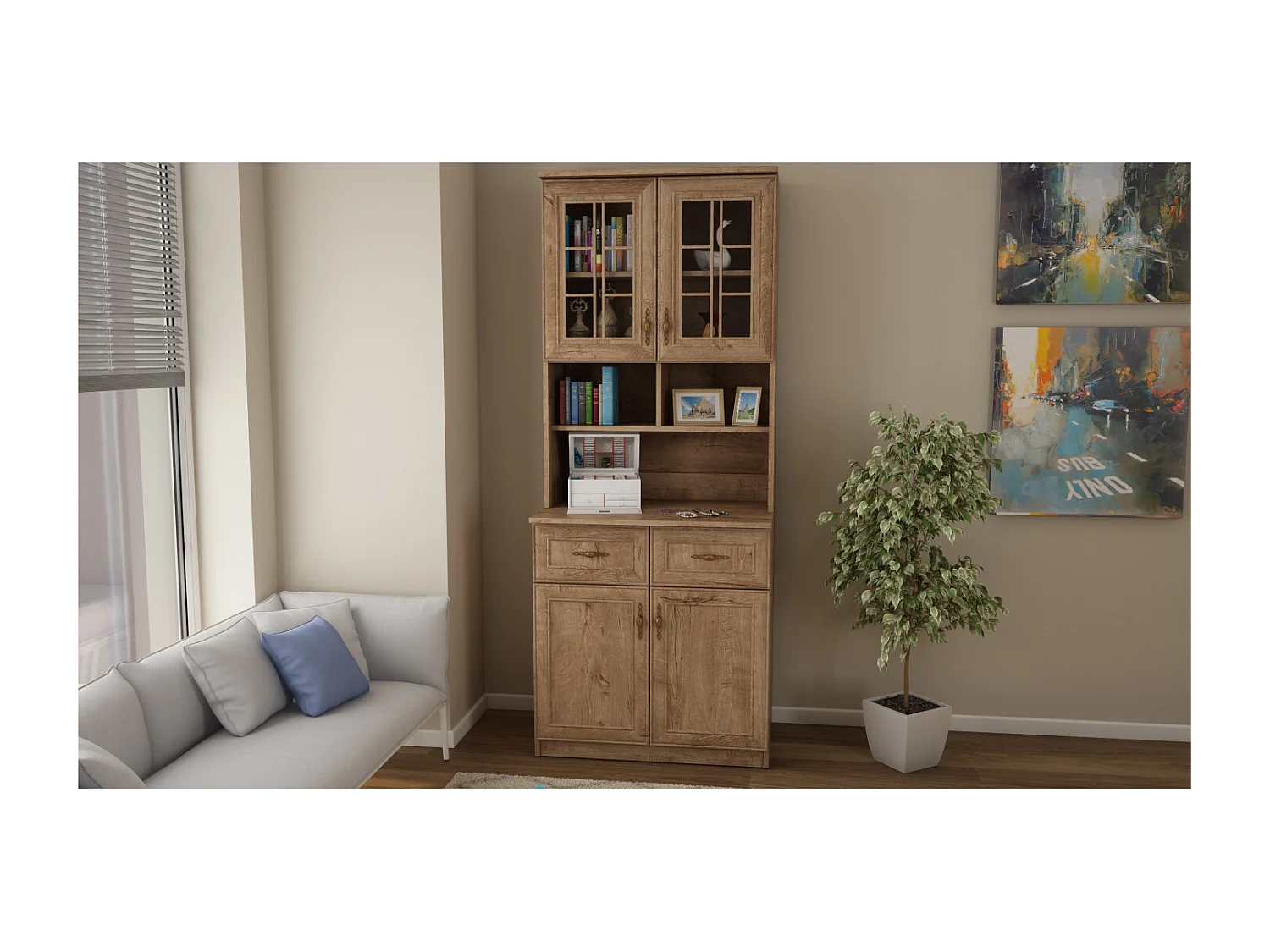 Buffet Multifonction 80 cm – Tiroirs, Armoires et Étagères, Moderne et Spacieux quincaillerie de haute qualité