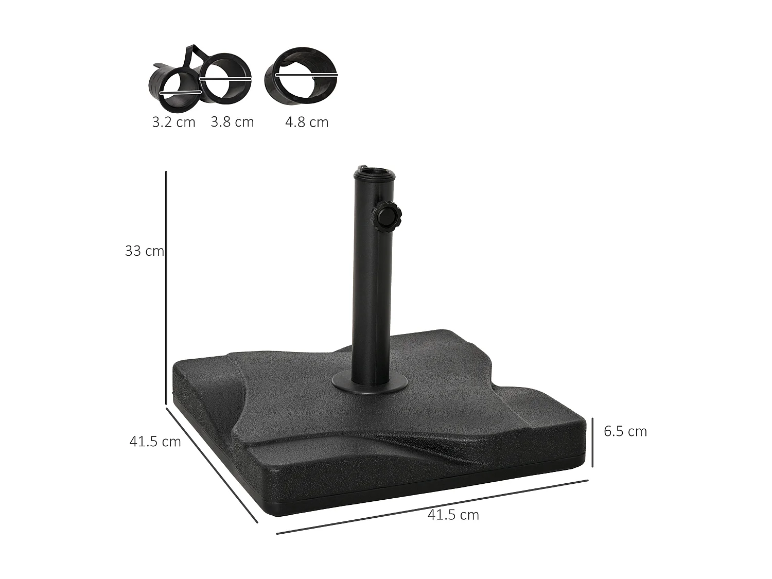 Base per ombrellone in plastica 20kg per pali da 32-38-48mm