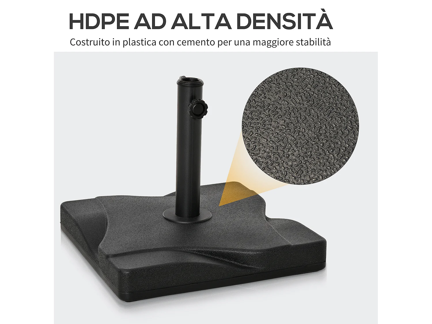 Base per ombrellone in plastica 20kg per pali da 32-38-48mm