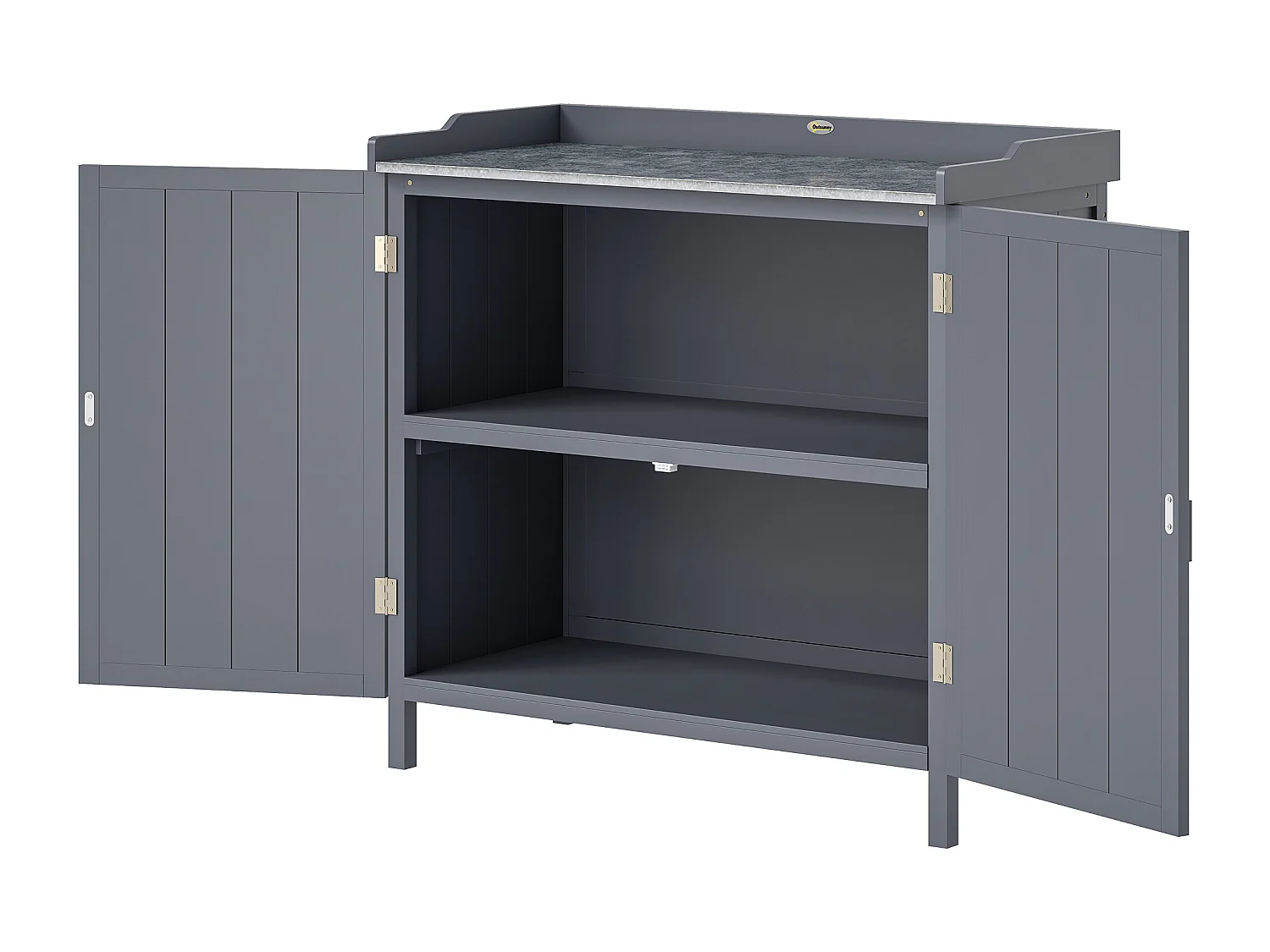 Armadietto da esterno a 2 livelli in legno e metallo grigio