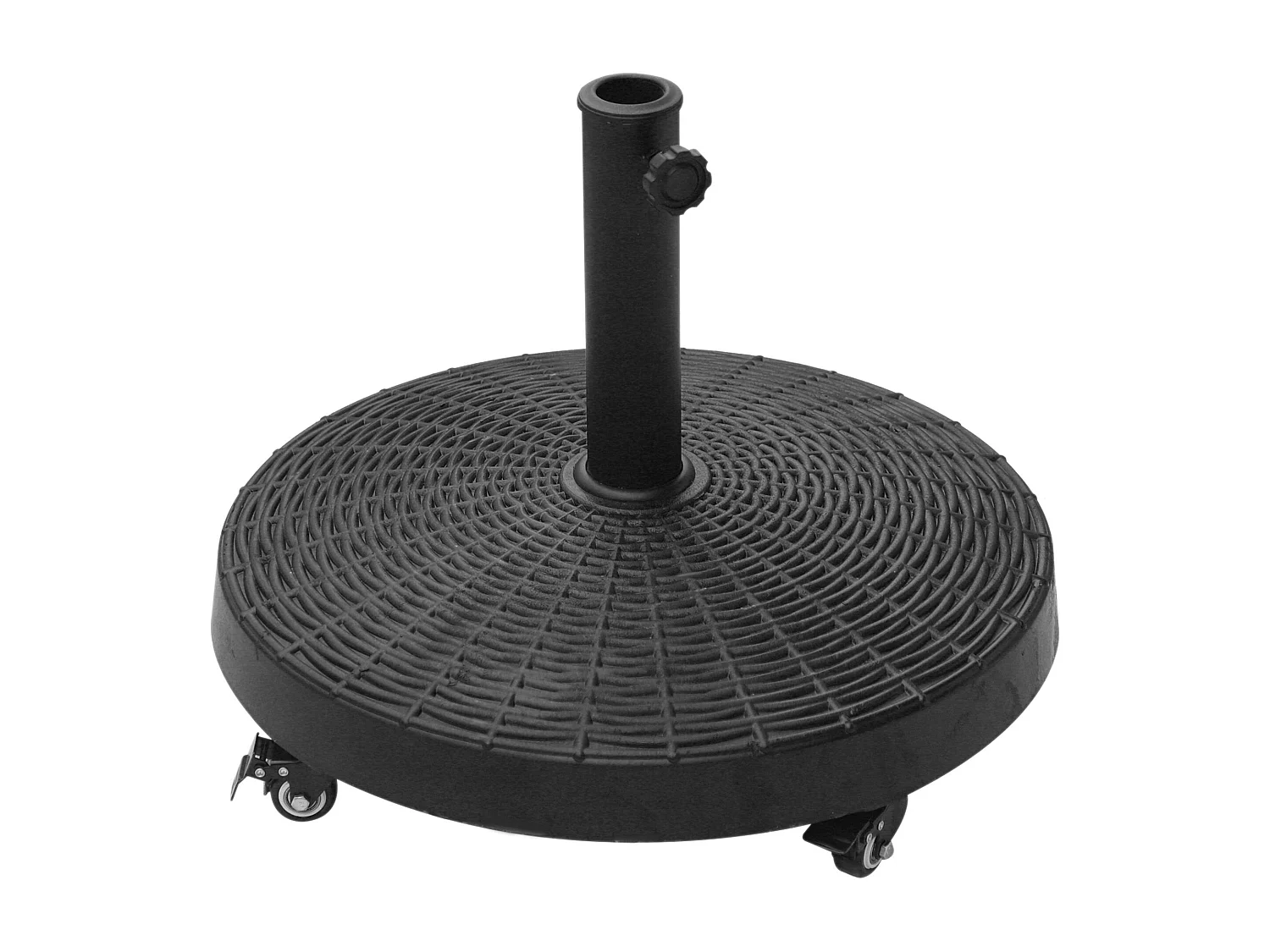 Base per Ombrellone da Giardino Rotonda a 4 Ruote con Freni