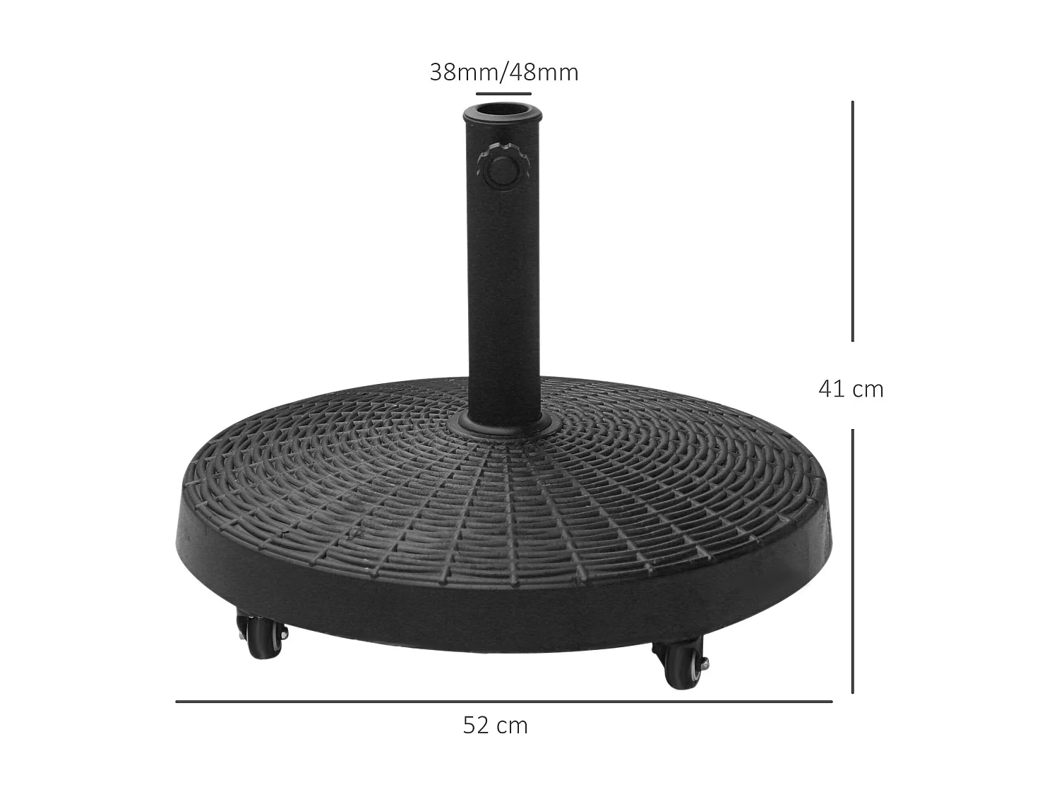 Base per Ombrellone da Giardino Rotonda a 4 Ruote con Freni