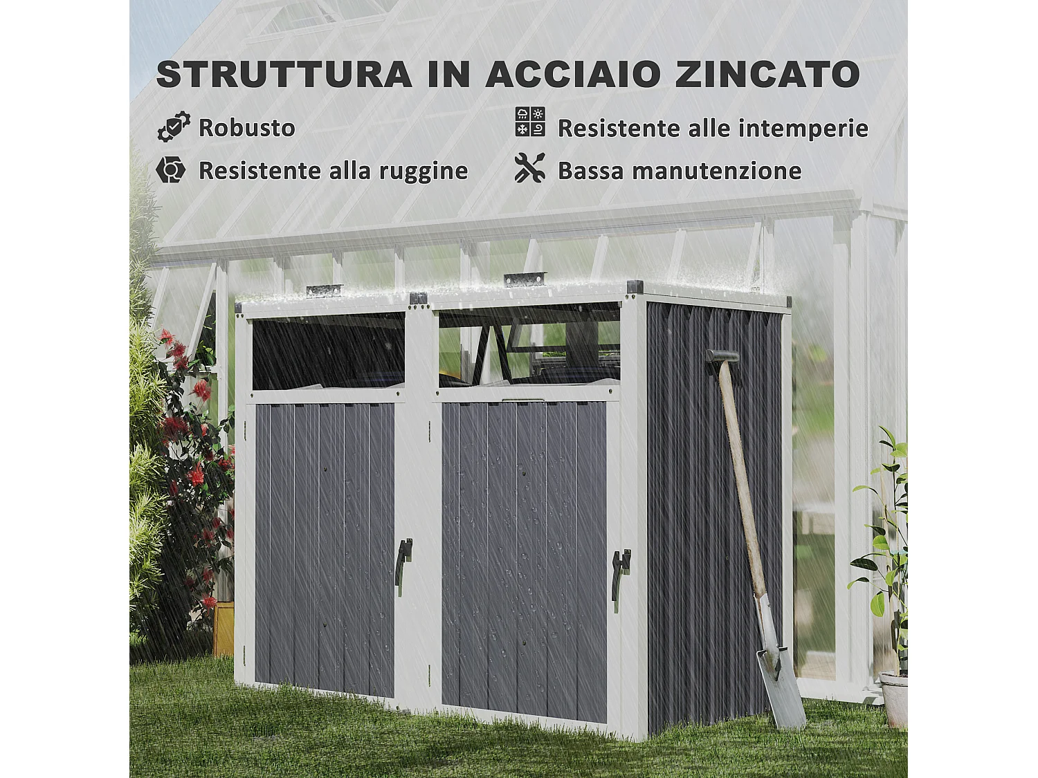 Copri bidoni spazzatura a 2 sezioni con coperchio sollevabile grigio