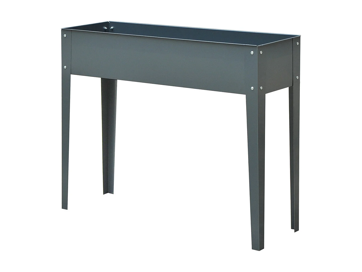 Fioriera rialzata in metallo con 3 fori di drenaggio grigio