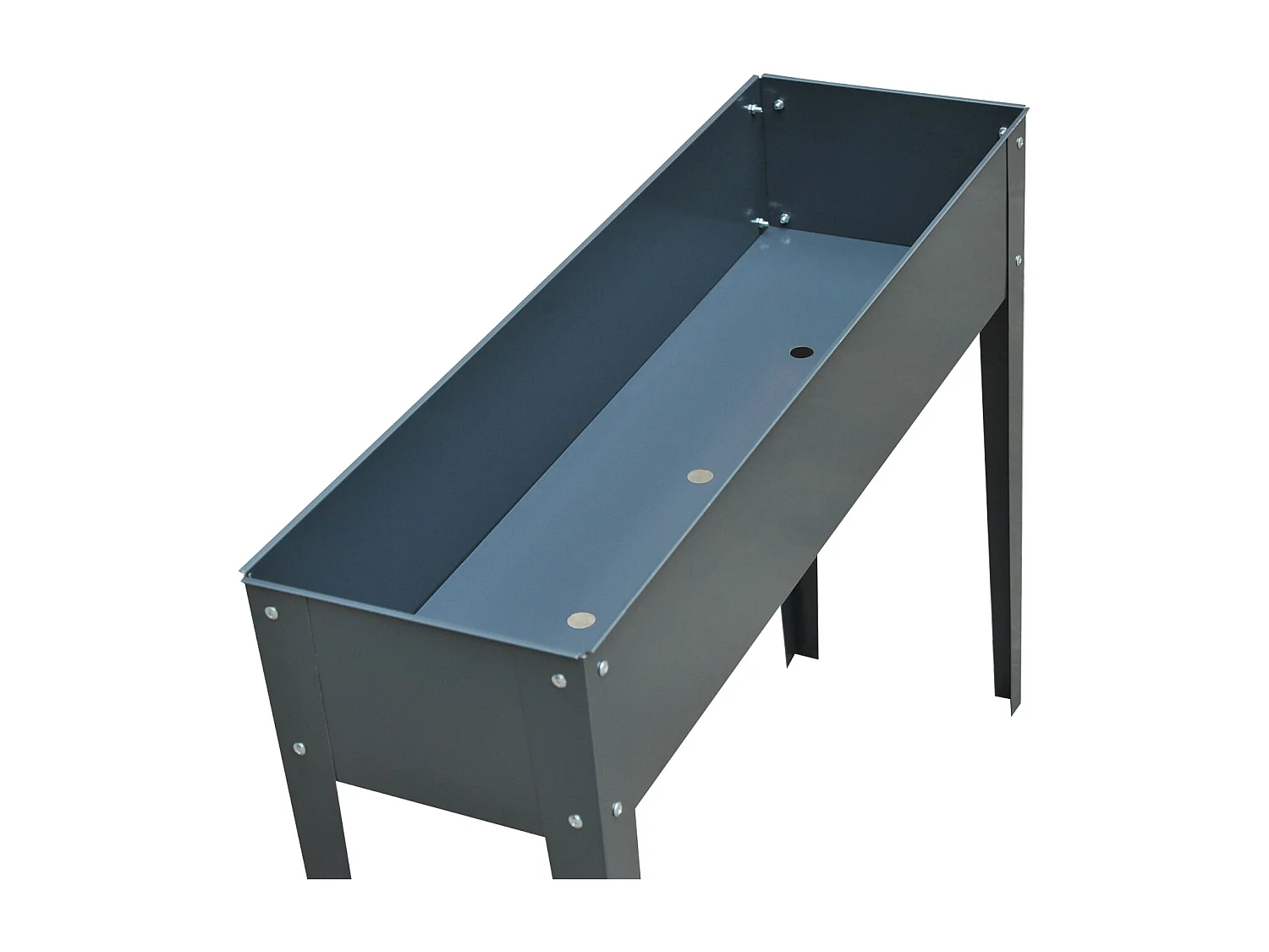 Fioriera rialzata in metallo con 3 fori di drenaggio grigio