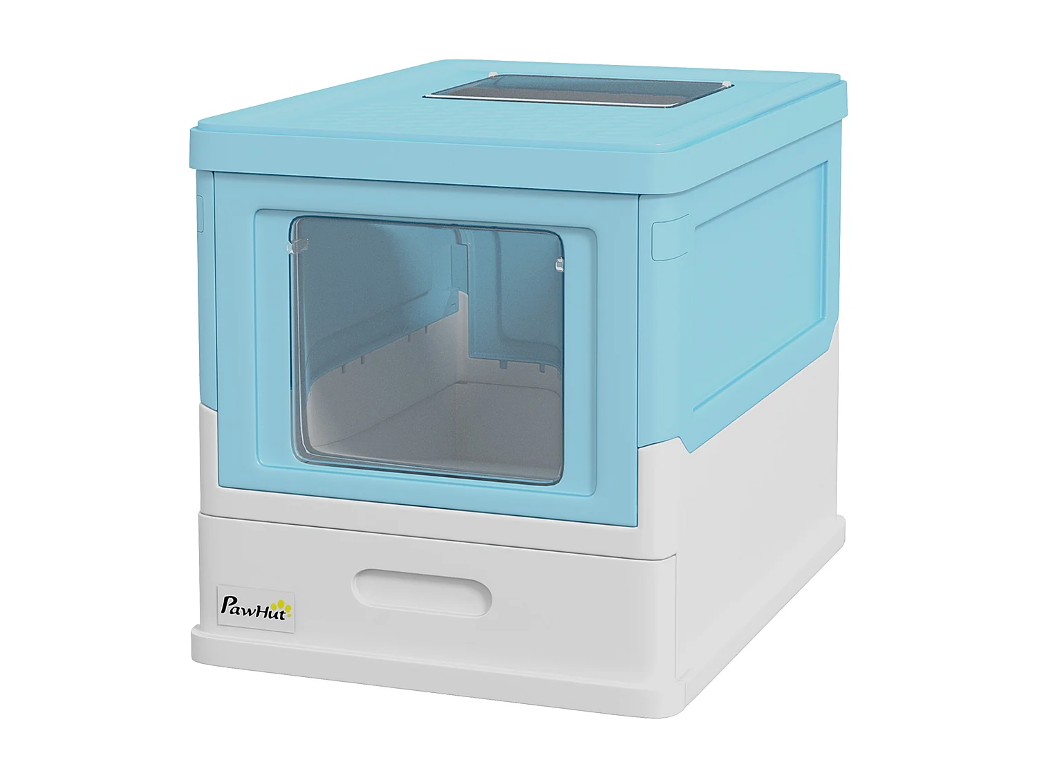Lettiera gatti chiusa con paletta vassoio estraibile 2 porte azzurro