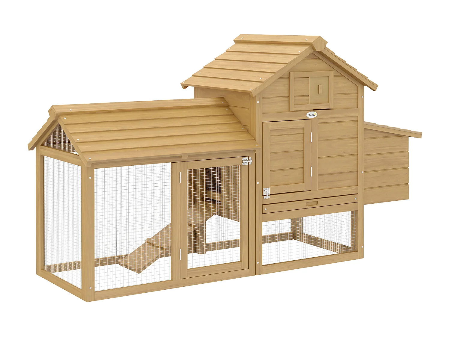 PawHut Pollaio per Galline Ovaiole da Esterno in Legno con Recinzione per Giardino, 150.5x54x87 cm