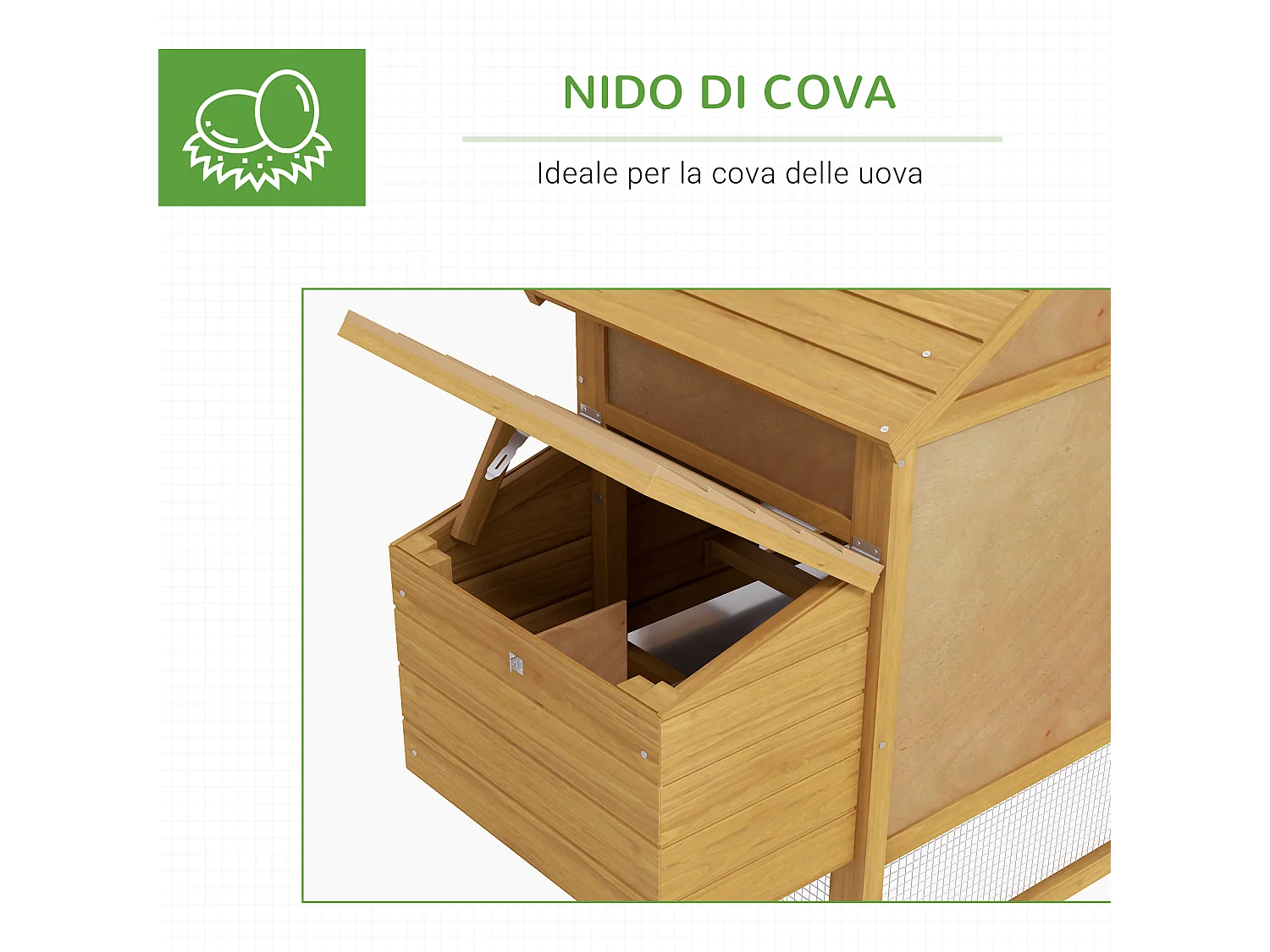 PawHut Pollaio per Galline Ovaiole da Esterno in Legno con Recinzione per Giardino, 150.5x54x87 cm