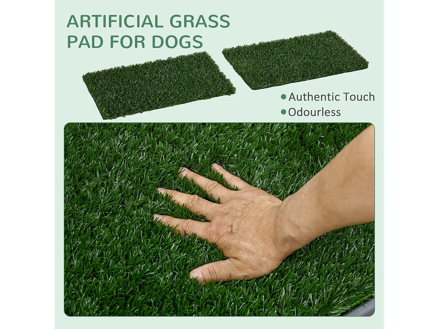 Lettiera per cani con 2 prati sintetici e vassoio 67x41cm