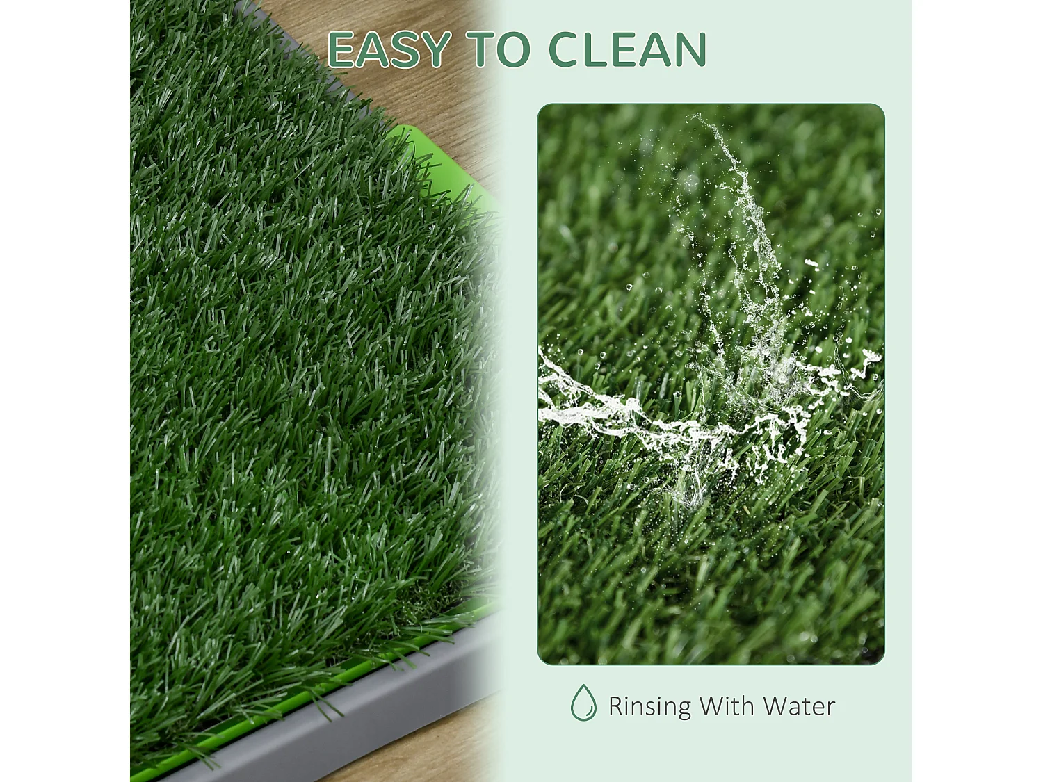 Lettiera per cani con 2 prati sintetici e vassoio 67x41cm