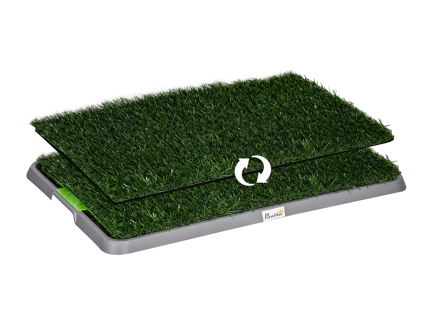 Lettiera per cani con 2 prati sintetici e vassoio 67x41cm