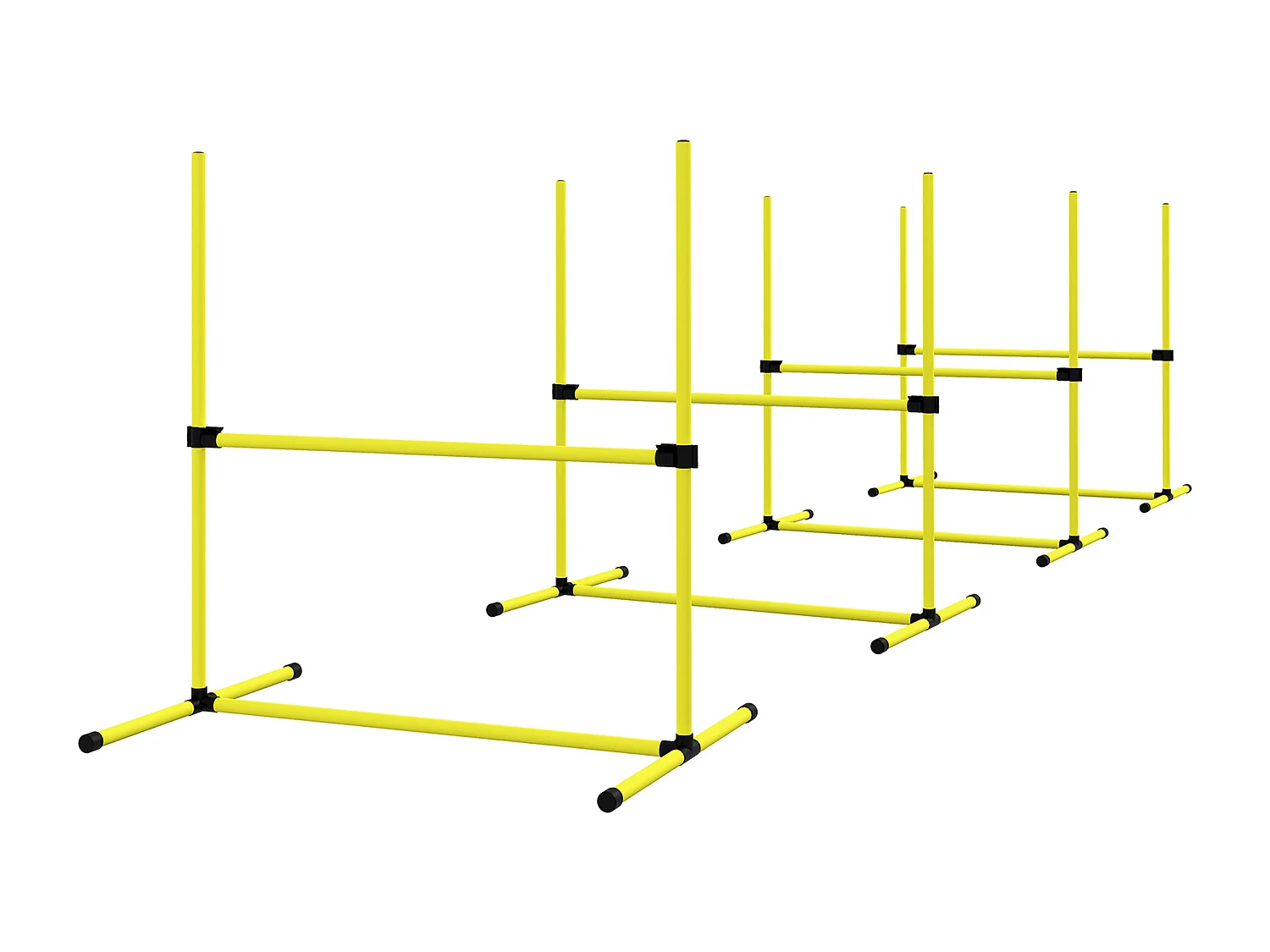Set 4 ostacoli regolabili agility dog per addestramento cani giallo