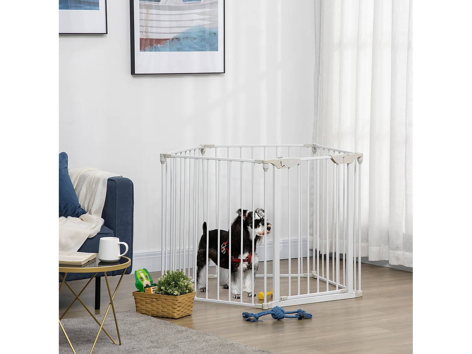 Cancellino per cani pieghevole e modulabile 300x74.5 cm bianco