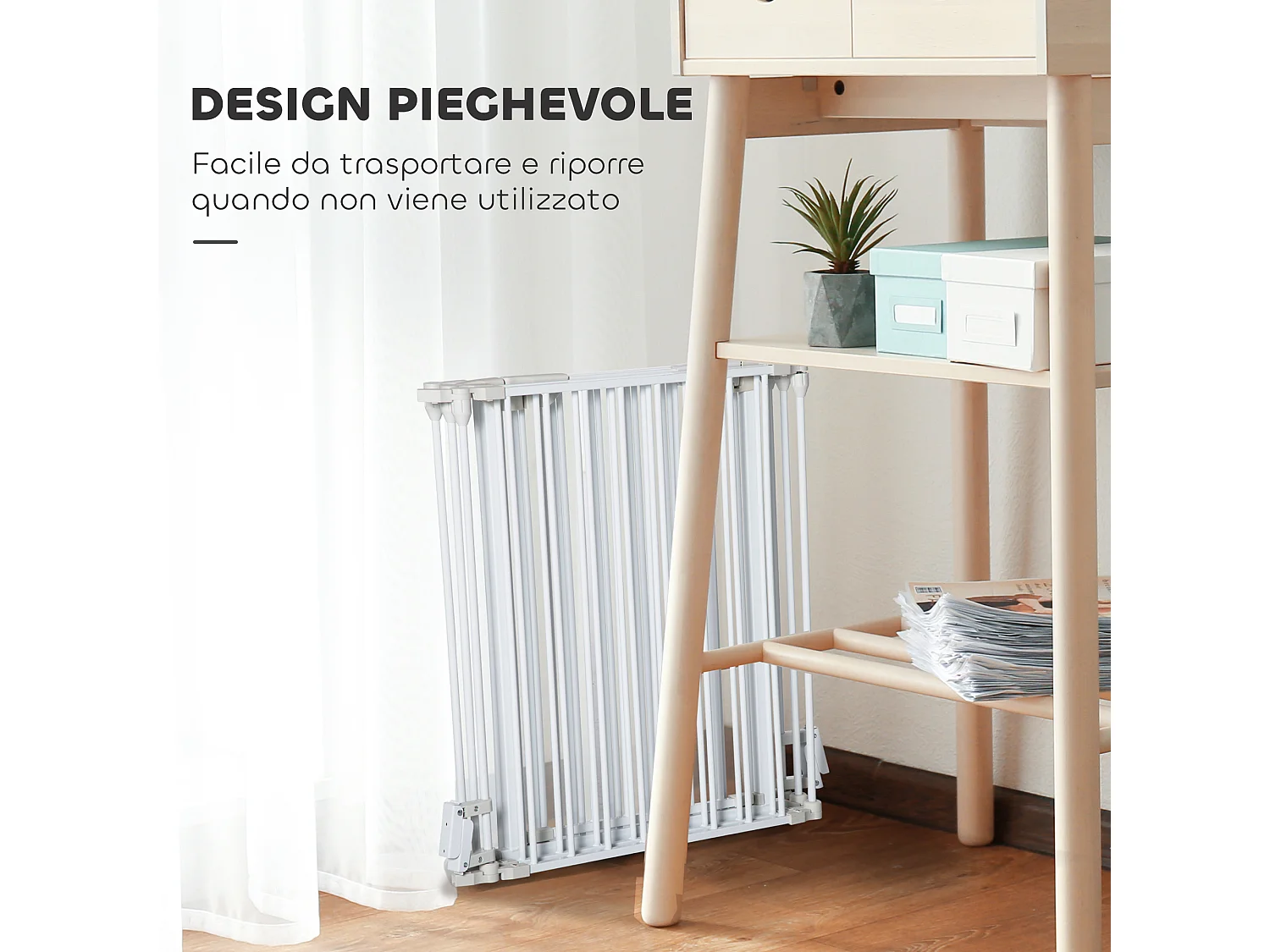 Cancellino per cani pieghevole e modulabile 300x74.5 cm bianco