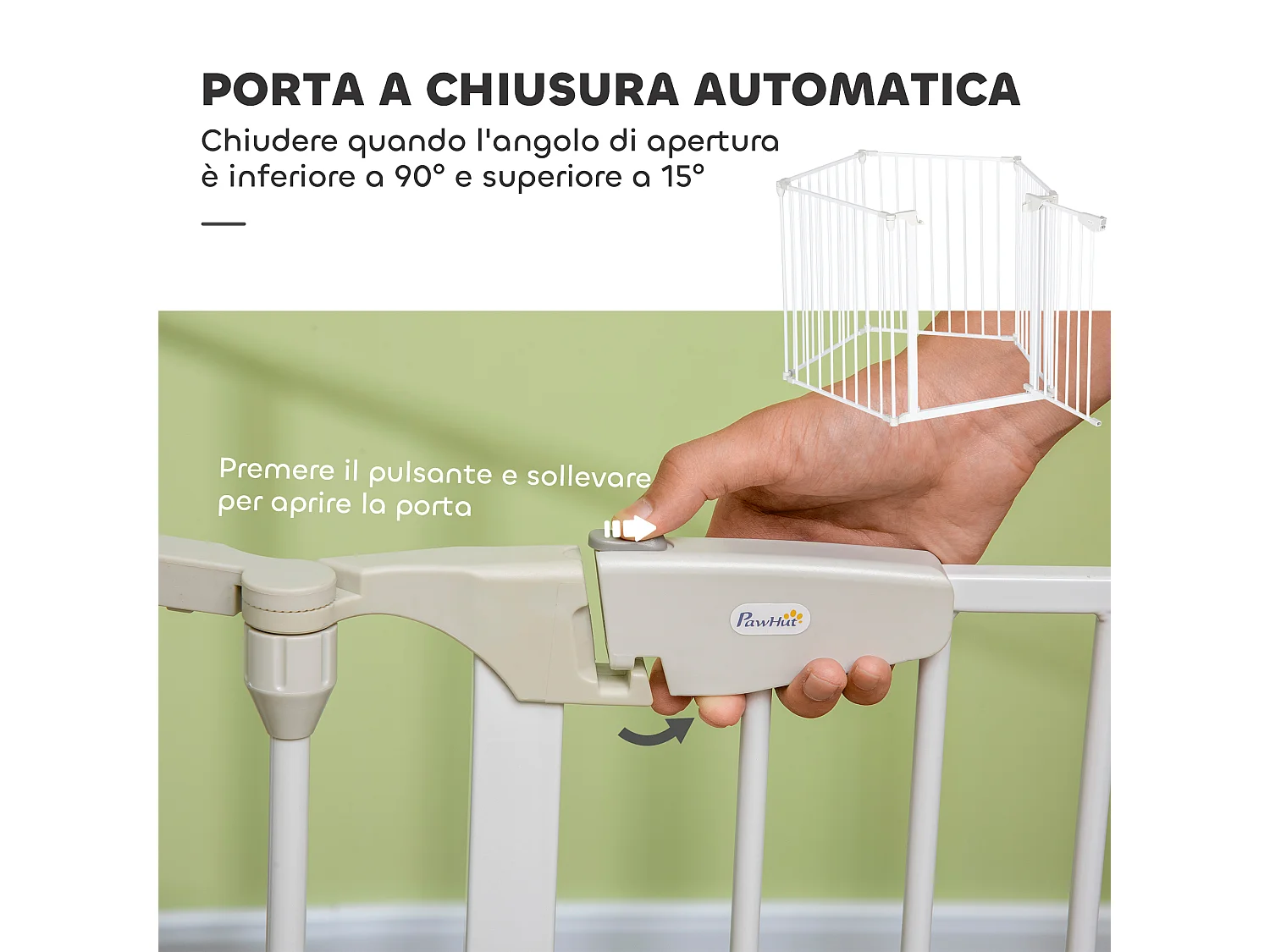 Cancellino per cani pieghevole e modulabile 300x74.5 cm bianco