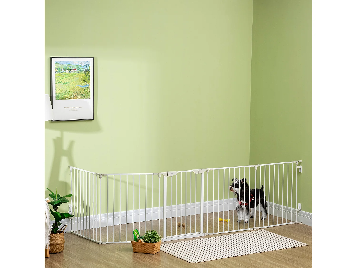 Cancellino per cani pieghevole e modulabile 300x74.5 cm bianco