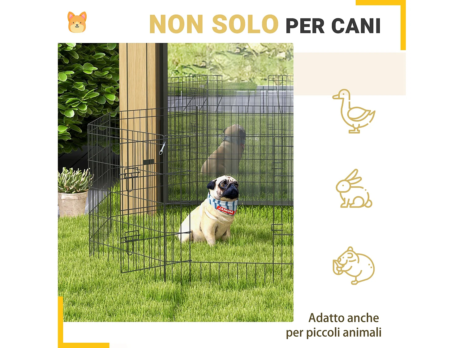 Recinto per cani e cuccioli da 8 pezzi in filo di ferro nero