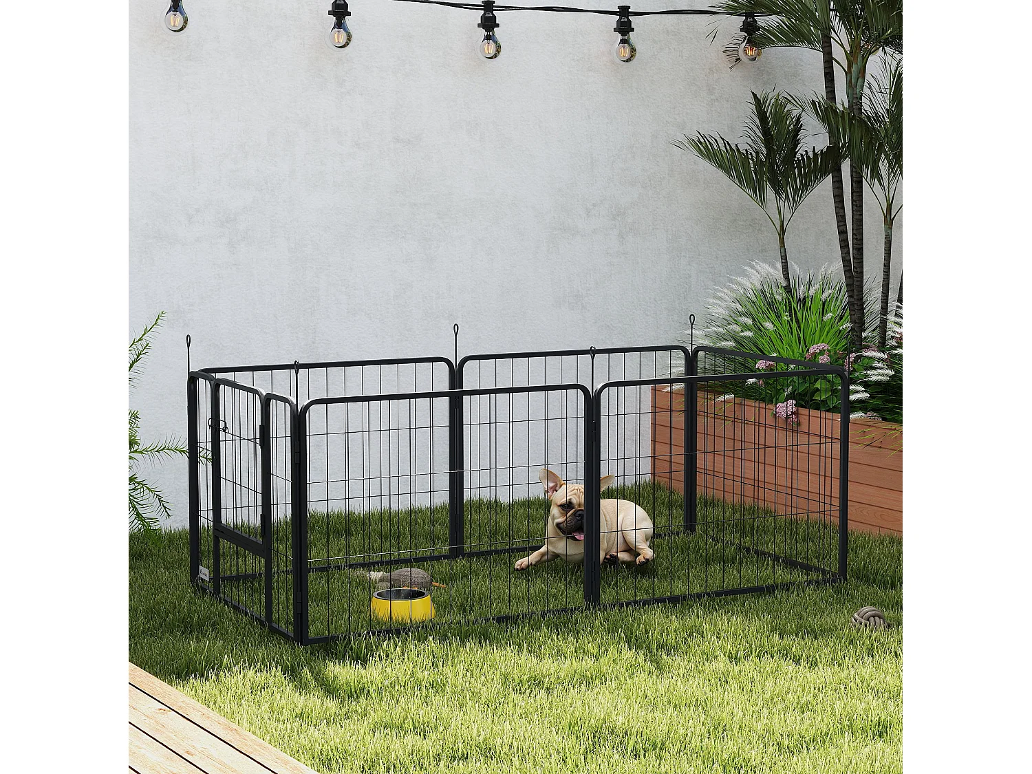 Recinto per cani a 6 pannelli da 80x1.5x60 cm in acciaio grigio scuro