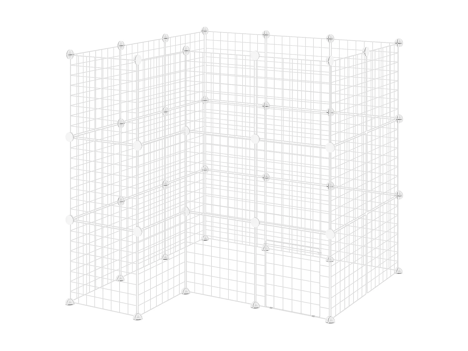 Recinto per animali modulare a 36 pannelli in metallo bianco