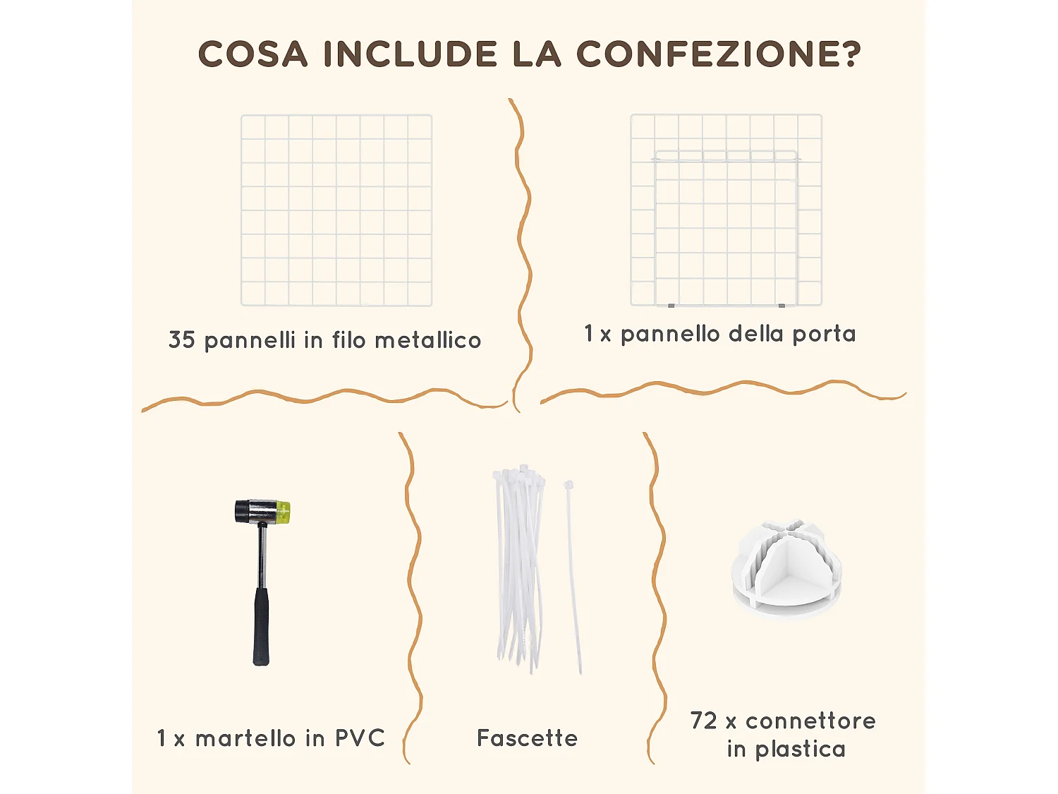 Recinto per animali modulare a 36 pannelli in metallo bianco