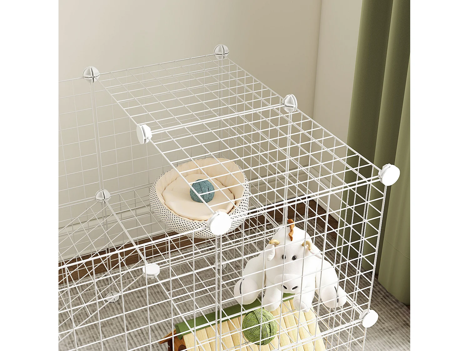 Recinto per animali modulare a 36 pannelli in metallo bianco