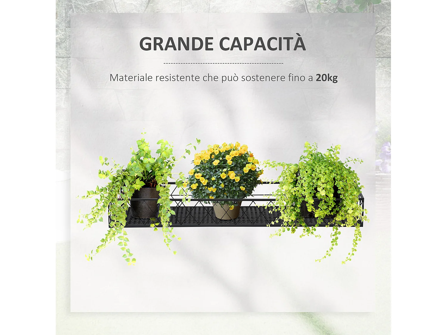 Fioriera da esterno portavasi ganci per ringhiera in metallo