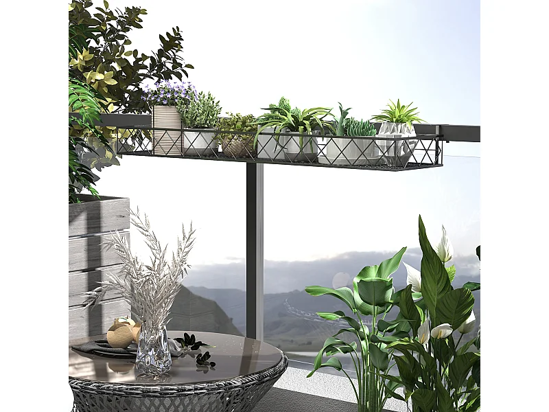 Fioriera da esterno portavasi ganci per ringhiera in metallo