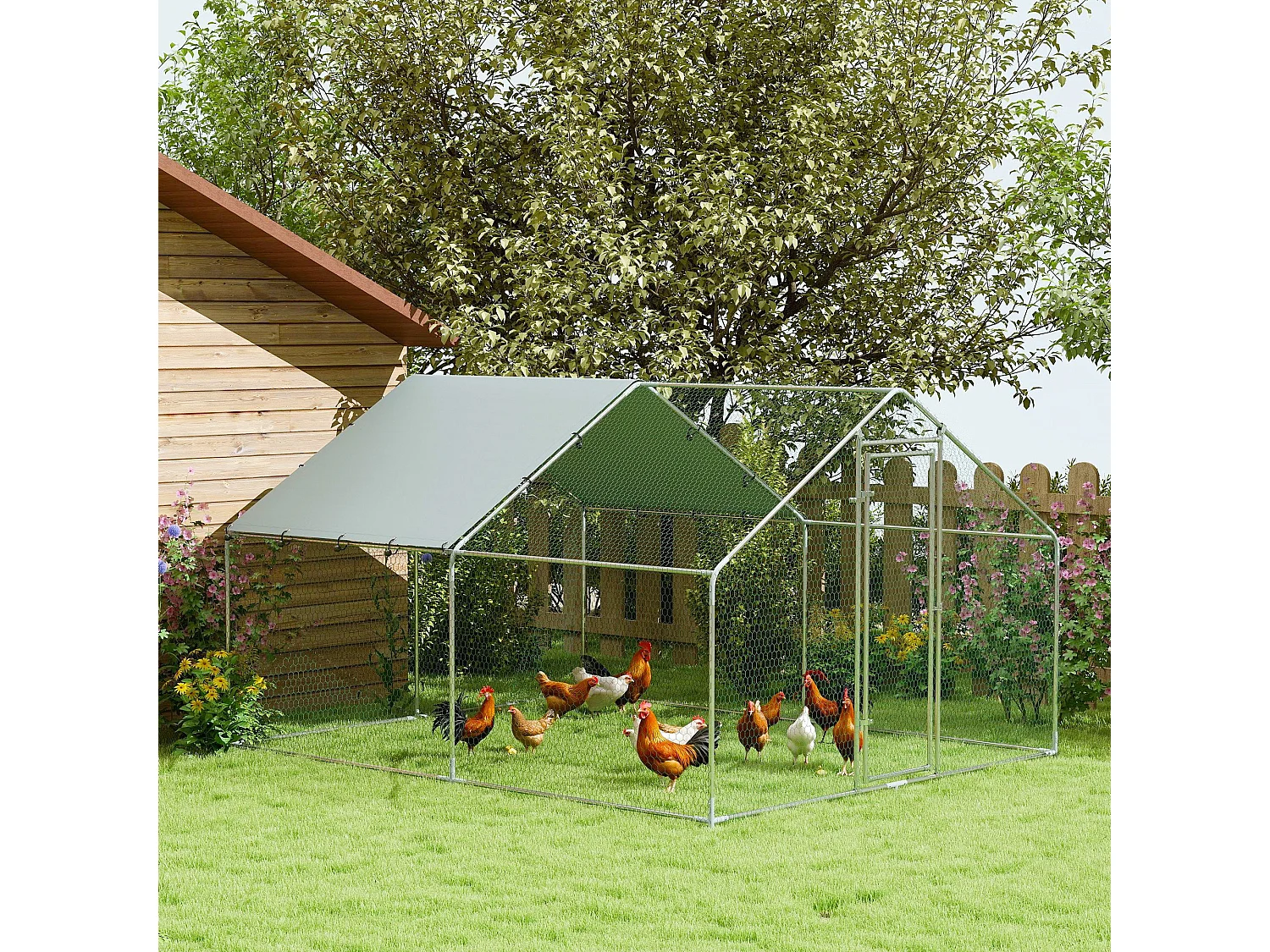 Recinto per galline da 10.2m² per 10-15 galline con tetto impermeabile