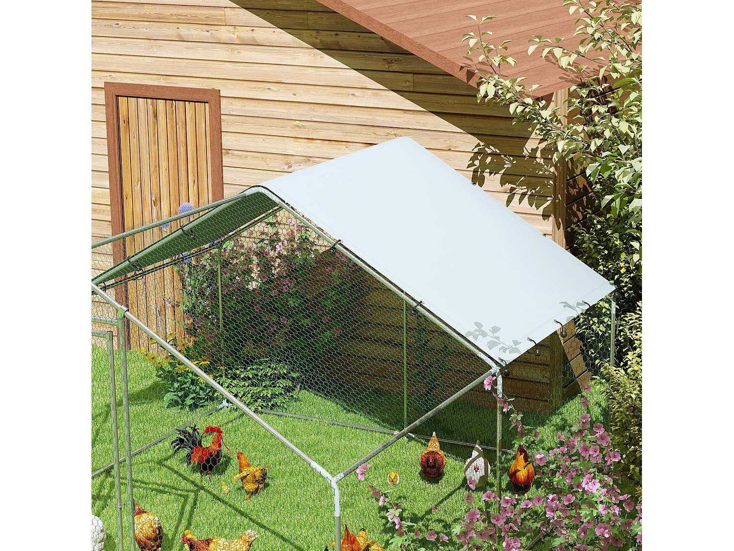 Recinto per galline da 10.2m² per 10-15 galline con tetto impermeabile