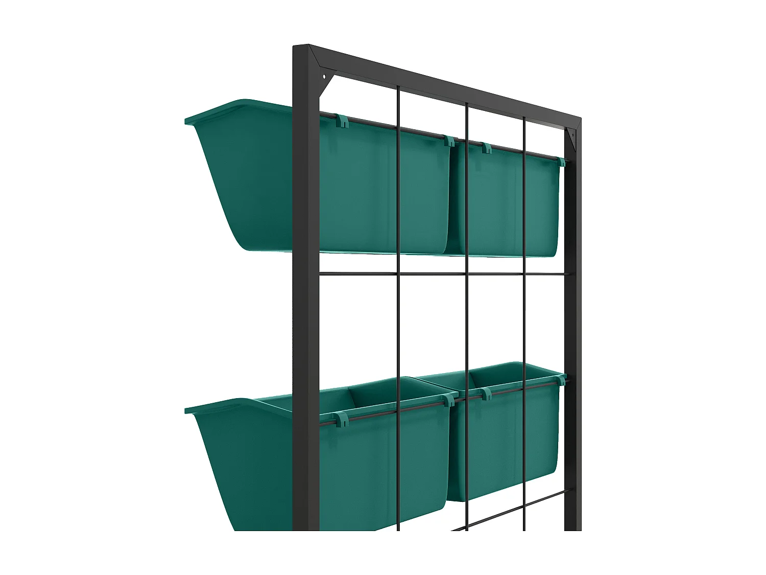 6 vasi da giardino su 3 livelli in acciaio e plastica verde